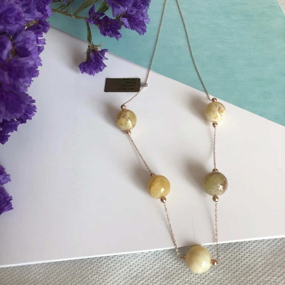Necklace—14KT Gold Genuine Stone